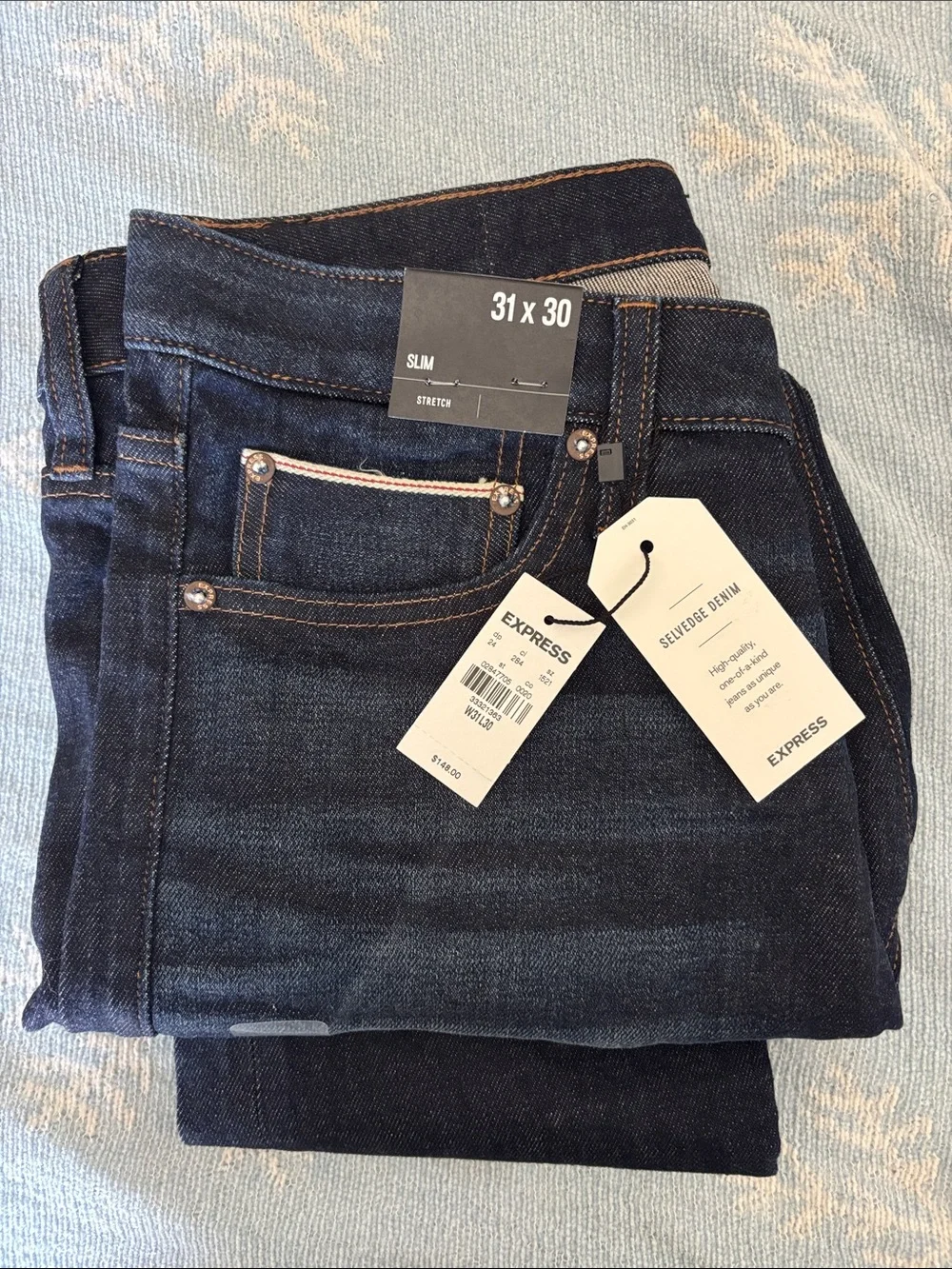 Selvedge Express Men’s Dark Blue Slim Straight Jeans